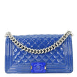 CHANEL Boy Flap Medium Plexiglass Patent Leather Crossbody Bag Blue