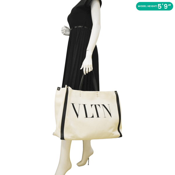 VALENTINO GARAVANI VLTN Canvas Tote Bag White