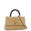 CHANEL Coco Handle Chevron Leather Crossbody Bag Beige