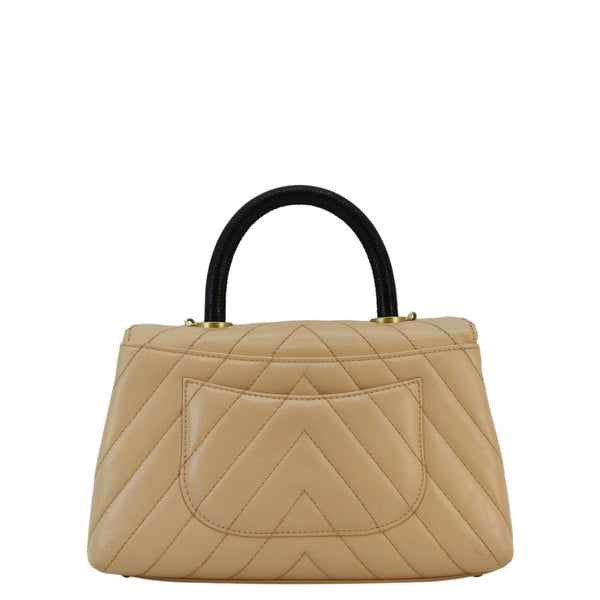 CHANEL Coco Handle Chevron Leather Crossbody Bag Beige