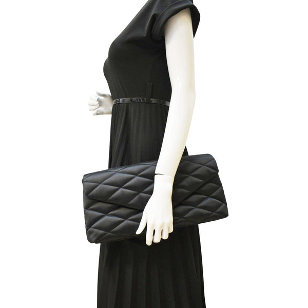 YVES SAINT LAURENT Sade Large Satin Black Clutch  dummy look