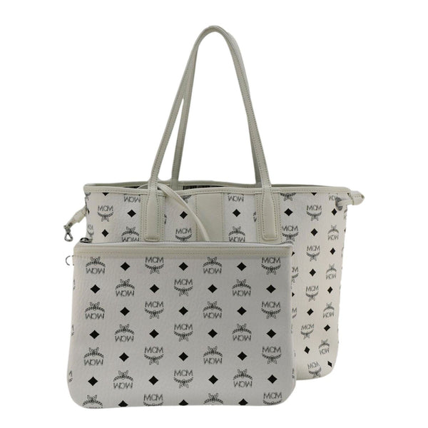 MCM Reversible Liz Medium Visetos Canvas Shopper Tote Bag White