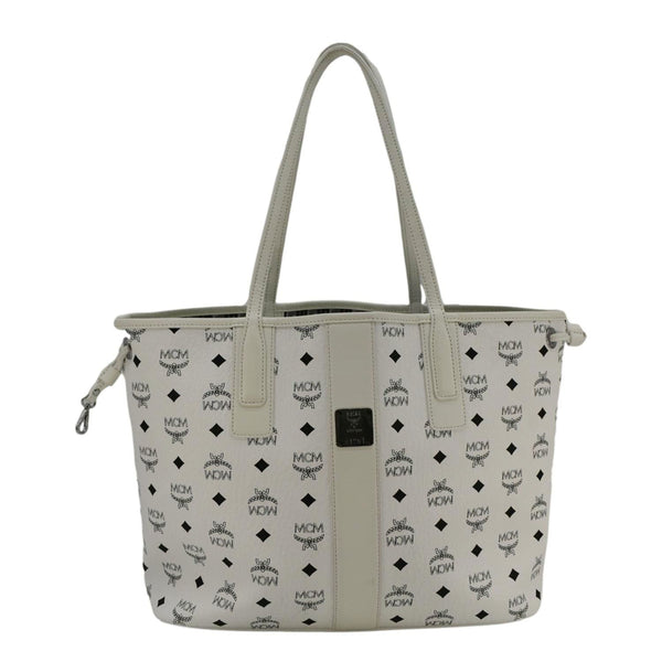 MCM Reversible Liz Medium Visetos Canvas Shopper Tote Bag White