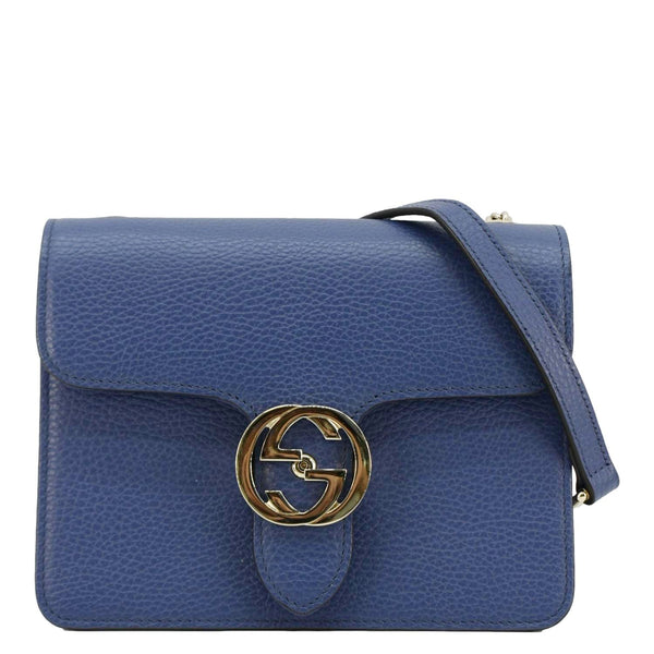 GUCCI Interlocking GG Leather Crossbody Bag Blue 510304