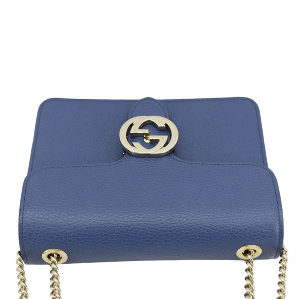 GUCCI Interlocking GG Leather Crossbody Bag Blue 510304