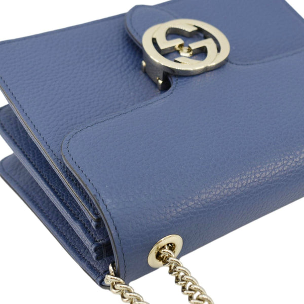 GUCCI Interlocking GG Leather Crossbody Bag Blue 510304