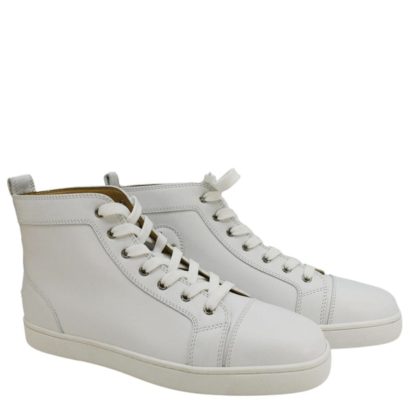 CHRISTIAN LOUBOUTIN Louis High-top Calfskin Leather Sneakers White US 10.5