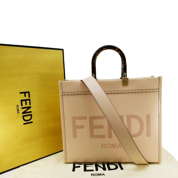 FENDI Sunshine Medium Leather Crossbody Tote Bag Light Pink