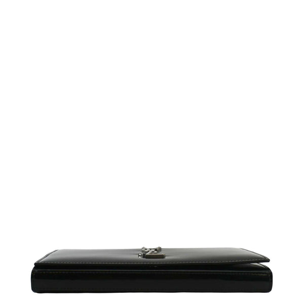 YVES SAINT LAURENT Cassandre Patent Leather Chain Wallet Black