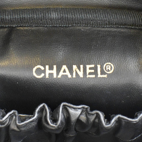 CHANEL Vintage Vanity Case Leather Cosmetic Bag Black