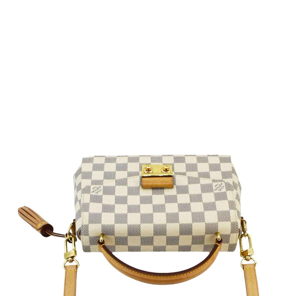 LOUIS VUITTON Croisette Damier Azur Satchel Crossbody Bag Rose Ballerine