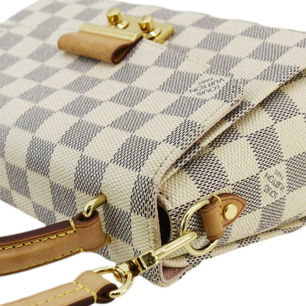 LOUIS VUITTON Croisette Damier Azur Satchel Crossbody Bag Rose Ballerine