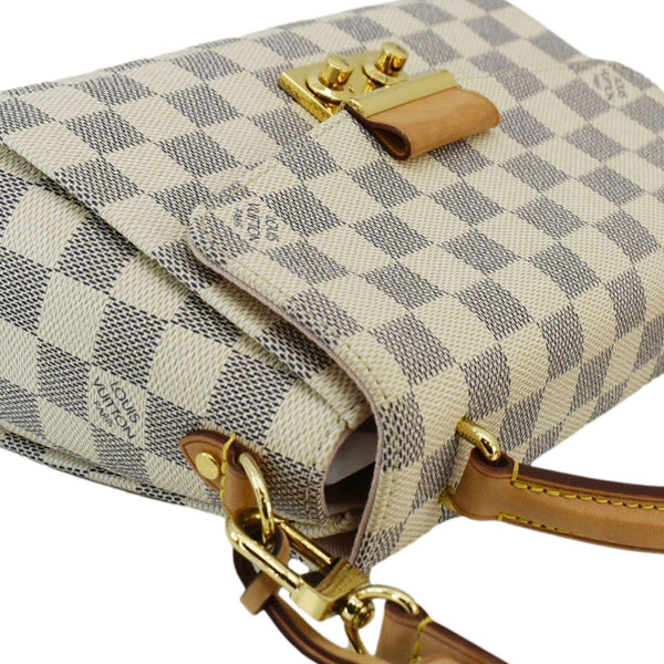 LOUIS VUITTON Croisette Damier Azur Satchel Crossbody Bag Rose Ballerine