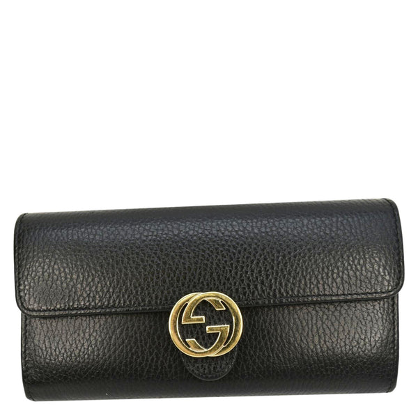 GUCCI Interlocking GG Calfskin Leather Wallet Black 615524