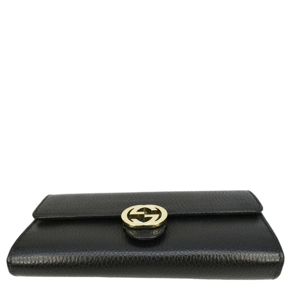 GUCCI Interlocking GG Calfskin Leather Wallet Black 615524