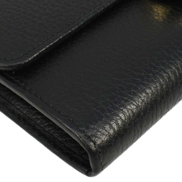 GUCCI Interlocking GG Calfskin Leather Wallet Black 615524