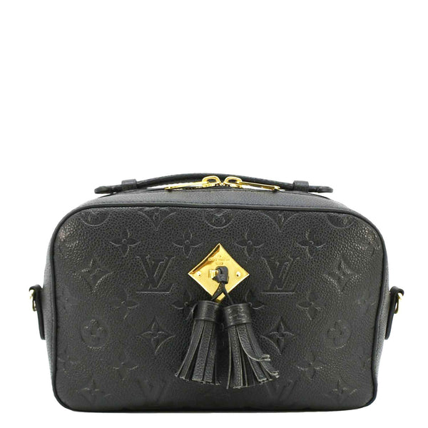 LOUIS VUITTON Saintonge Monogram Empreinte Leather Top Handle Satchel Bag Black