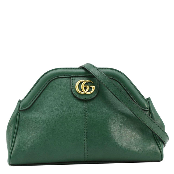 GUCCI Re(Belle) Tiger head Leather Green Shoulder Bag  front look