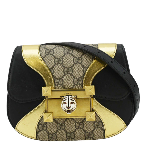 GUCCI Ogilide GG Supreme Canvas Gold Shoulder Bag  front look