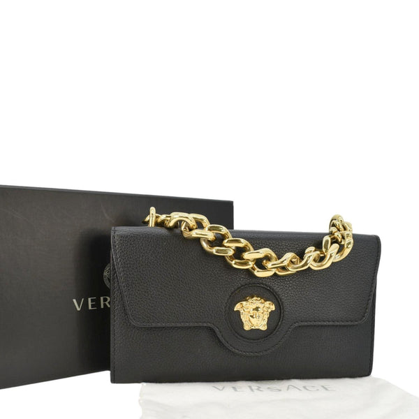 VERSACE La Medusa Leather Crossbody Bag Black