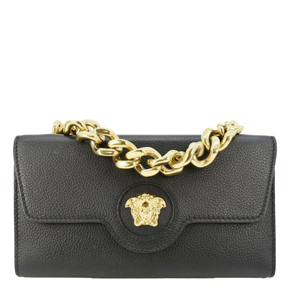 VERSACE La Medusa Leather Crossbody Bag Black