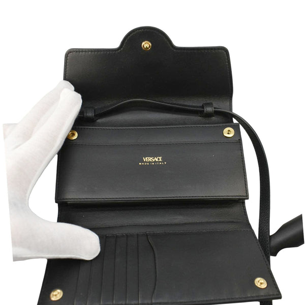 VERSACE La Medusa Leather Crossbody Bag Black