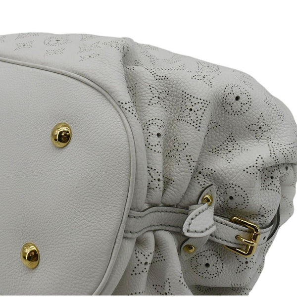 LOUIS VUITTON Solar Large Mahina Leather Hobo Bag White