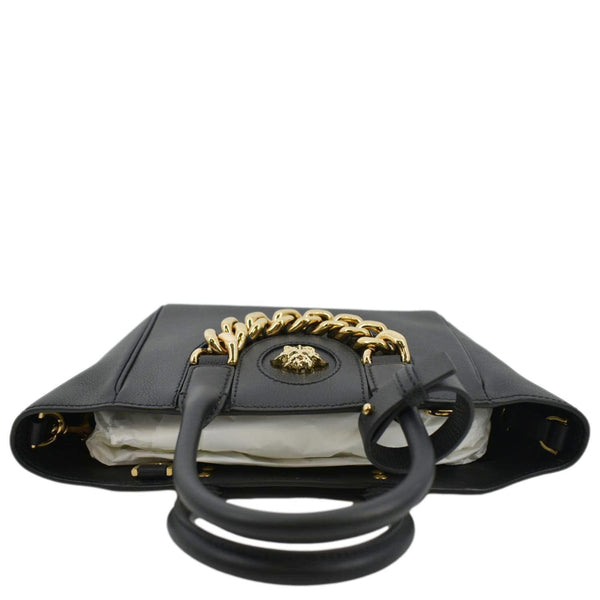 VERSACE La Medusa Leather Top Handle Shoulder Bag Black