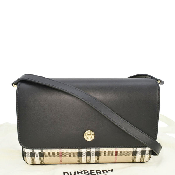 BURBERRY Hampshire Vintage Check Leather Crossbody Bag Black