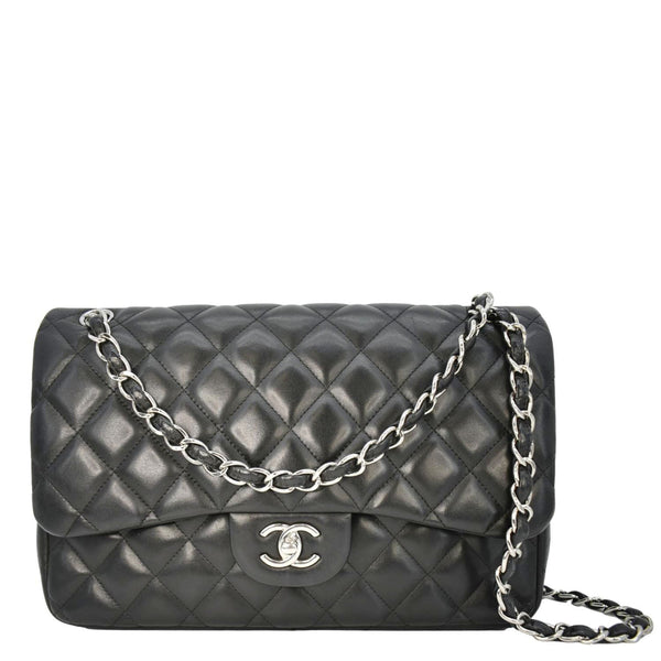 CHANEL Classic Double Flap Quilted Leather Shoulder Bag Black