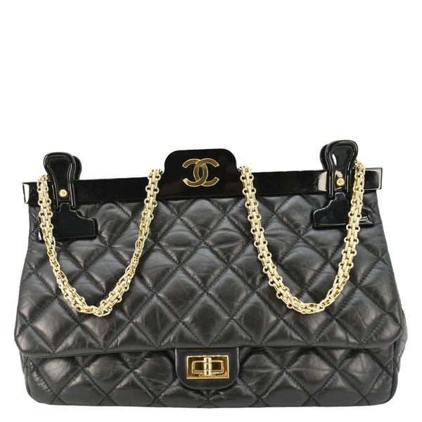 CHANEL 2.55 Reissue Hanger Flap Quilted Leather Crossbody Bag Black