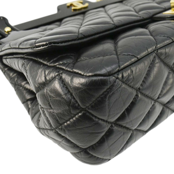 CHANEL 2.55 Reissue Hanger Flap Quilted Leather Crossbody Bag Black