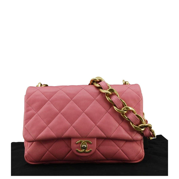 CHANEL CC Funky Town Flap Large Lambskin Quilted Leather Shoulder Bag Pink