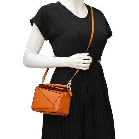 LOEWE Puzzle Mini Leather Shoulder Bag Orange