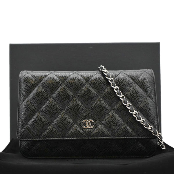 CHANEL WOC Quilted Caviar Leather Crossbody Bag Black