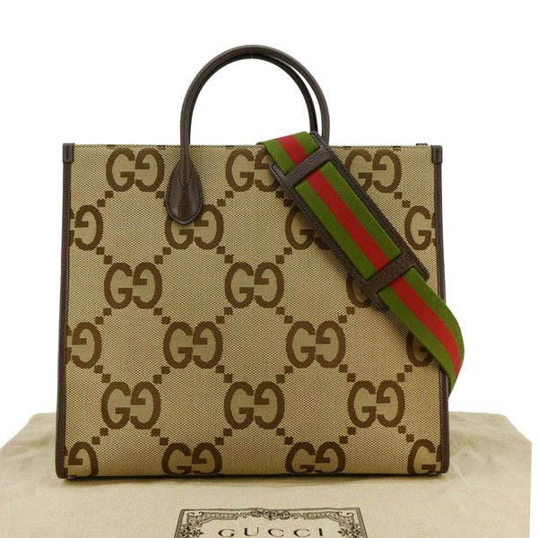 GUCCI Jumbo GG Canvas Tote Shoulder Bag Beige 678839