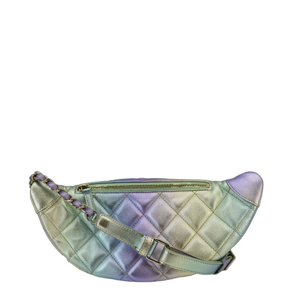 CHANEL Iridescent Rainbow Quilted Leather Bumbag Multicolor