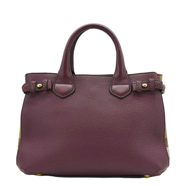 BURBERRY Banner Small House Check Leather Shoulder Bag Maroon back look