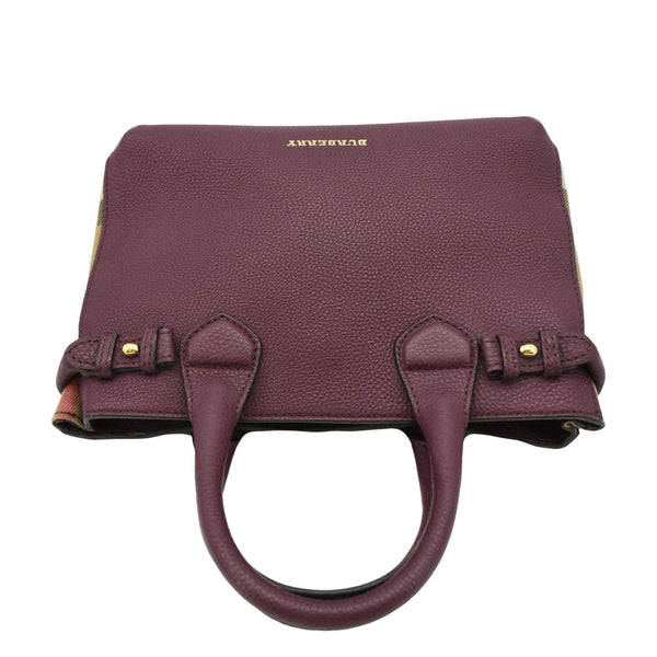 BURBERRY Banner Small House Check Leather Shoulder Bag Maroon upper look