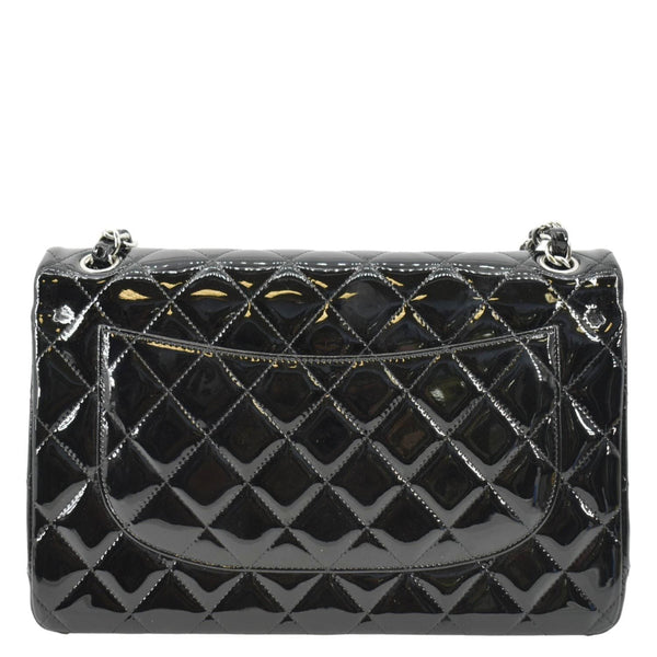 CHANEL Jumbo Flap Quilted Patent Leather Shoulder Bag Black