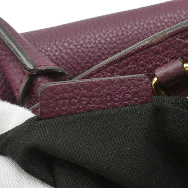 BURBERRY Banner Small House Check Leather Tote Shoulder Bag Maroon