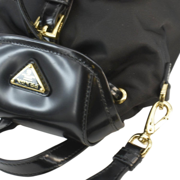 PRADA Re-Nylon Brushed Leather Crossbody Backpack Black