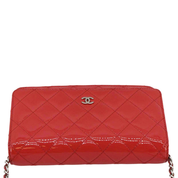 CHANEL WOC Quilted Patent Leather Red Crossbody Bag  upper look