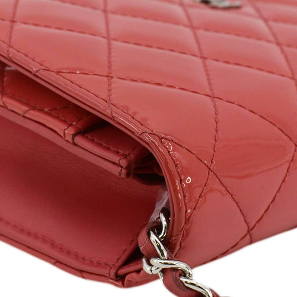 CHANEL WOC Quilted Patent Leather Crossbody Bag Red