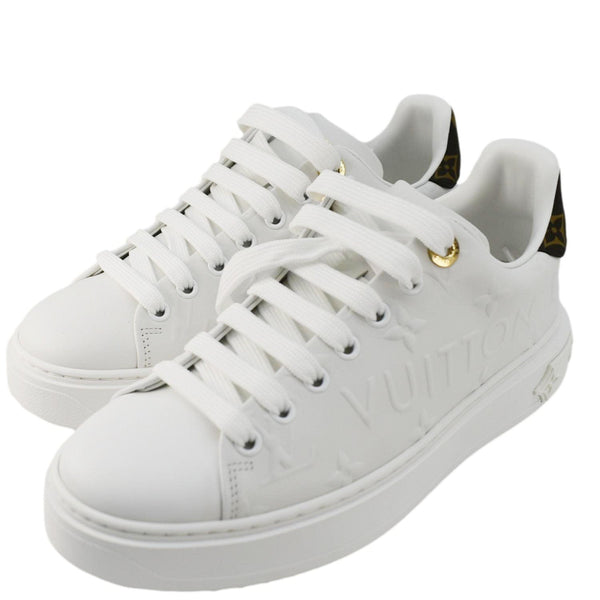 LOUIS VUITTON Time Out Leather Sneakers White Size 37