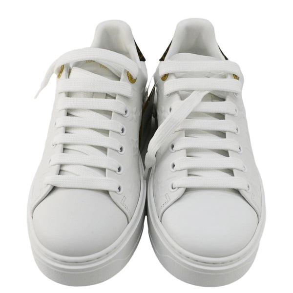 LOUIS VUITTON Time Out Leather Sneakers White Size 37