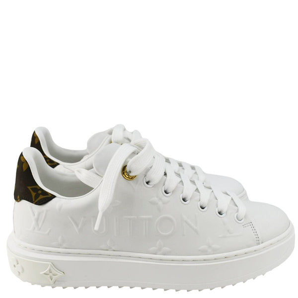 LOUIS VUITTON Time Out Leather Sneakers White Size 37