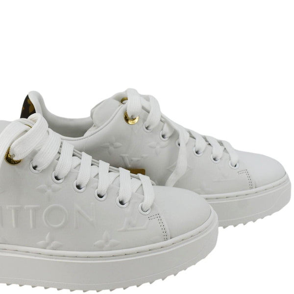 LOUIS VUITTON Time Out Leather Sneakers White Size 37