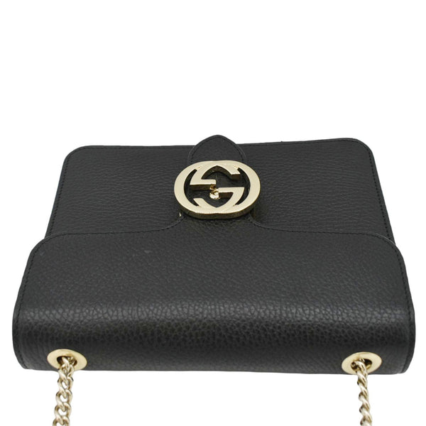 GUCCI Interlocking GG Leather Crossbody Bag Black upper look