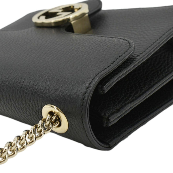 GUCCI Interlocking GG Leather Crossbody Bag Black 510304